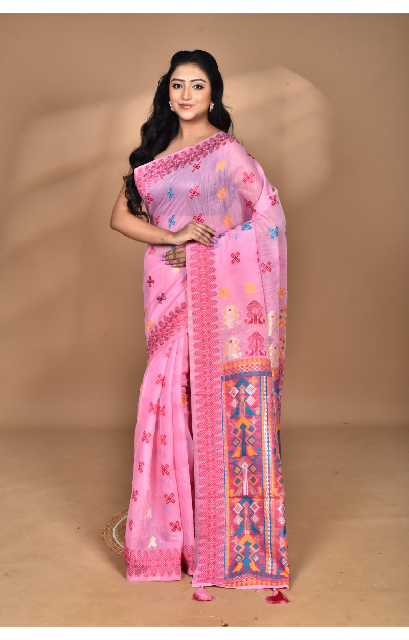 Morchari Women Desgin Chanderi Silk Saree-Pink