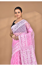 Morchari Pure Cotton Dhakai Jamdani Handloom Saree-Pink