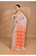 Morchari Pure Cotton Dhakai Jamdani Handloom Saree-Beige