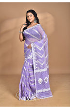 Morchari Pure Cotton Dhakai Jamdani Handloom Saree-Purple