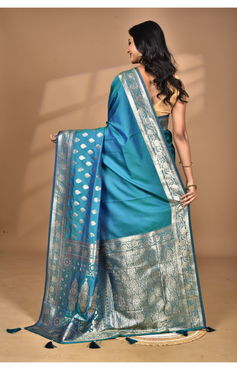 Morchari Heavy Kolhapuri Stone Work Saree-Navy Blue