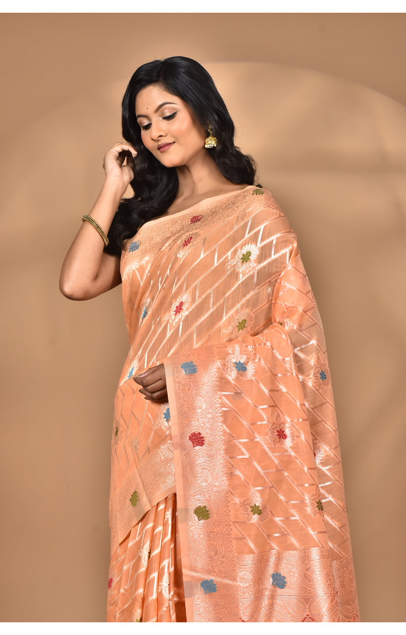 Morchari Women Desgin Chanderi Silk Saree-Peach