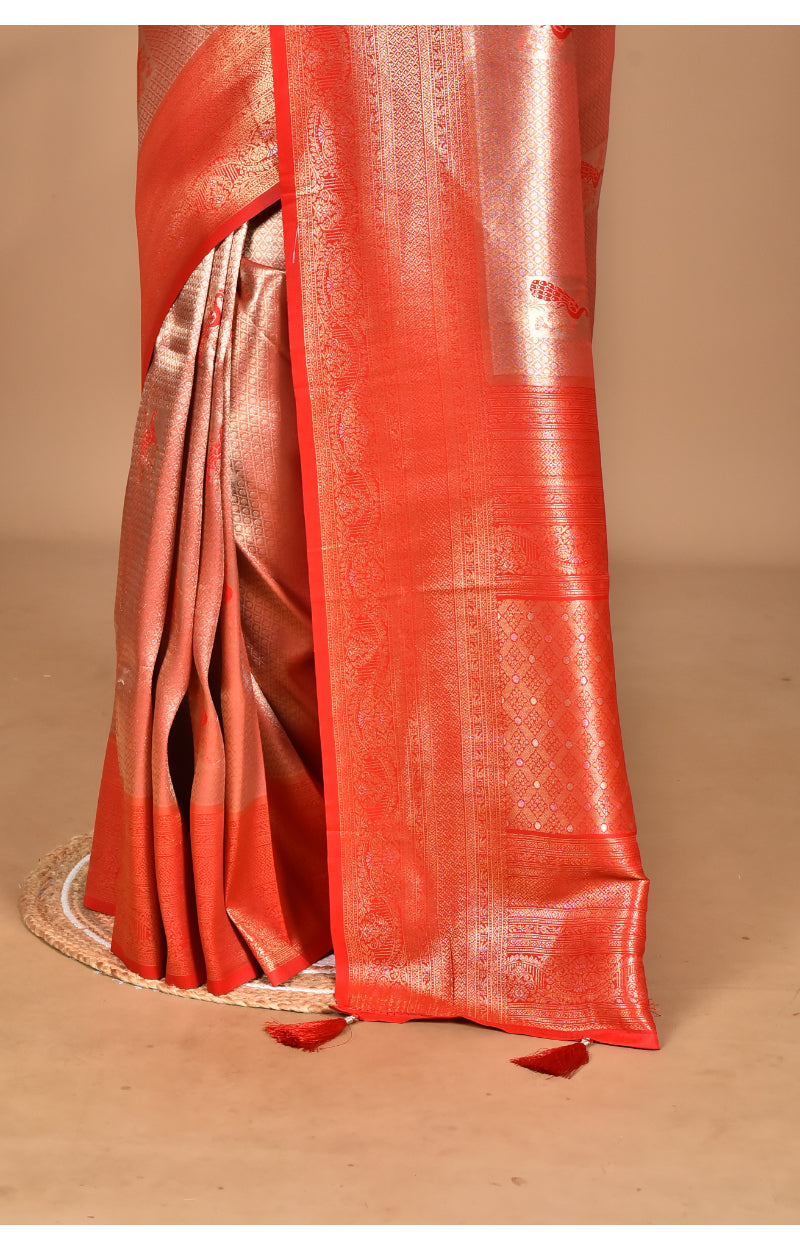 Morchari Women Desgin Banarasi Silk Saree-Red