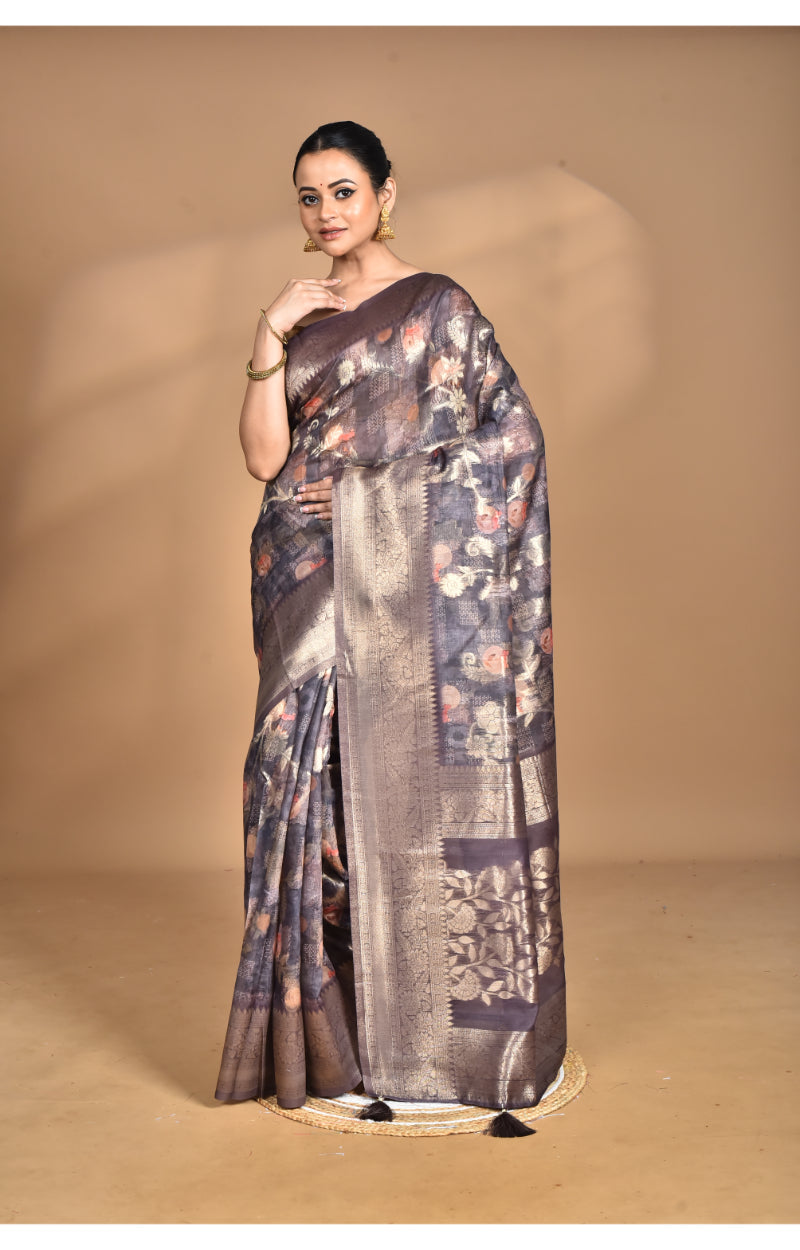 Morchari Women Desgin Linen Silk Saree-Multi