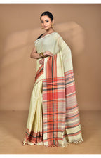 Morchari Pure Cotton Dhakai Jamdani Handloom Saree-Cream