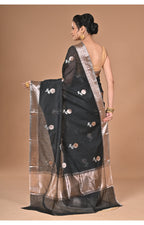 Morchari Heavy Chanderi Silk Saree-Black