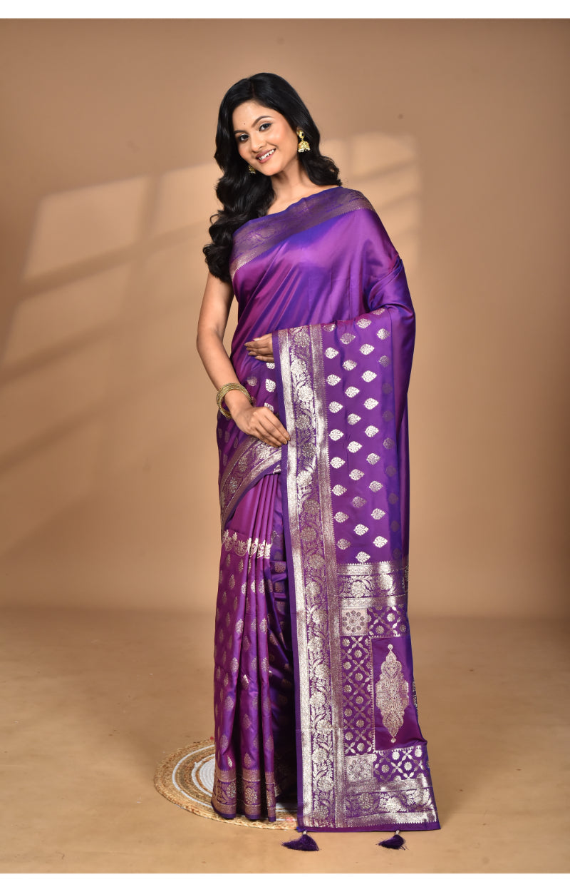 Morchari Heavy Kolhapuri Stone Work Saree-Purple