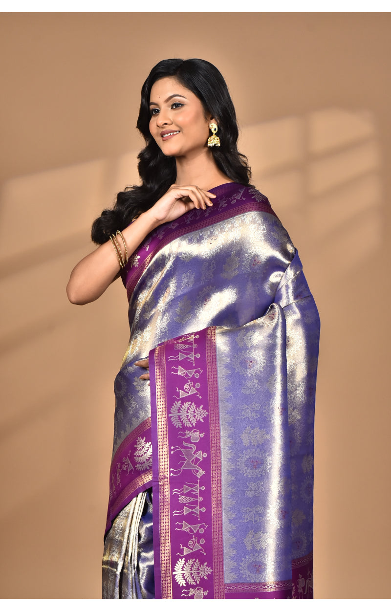 Morchari Women Desgin Two Dai Silk Saree-Purple