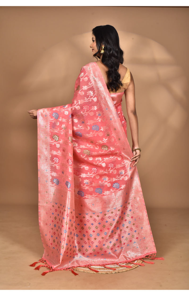 Morchari Women Desgin Chanderi Silk Saree-Peach
