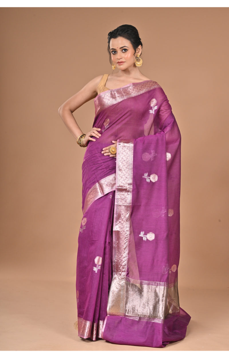 Morchari Heavy Chanderi Silk Saree-Purple