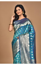 Morchari Heavy Kolhapuri Stone Work Saree-Navy Blue