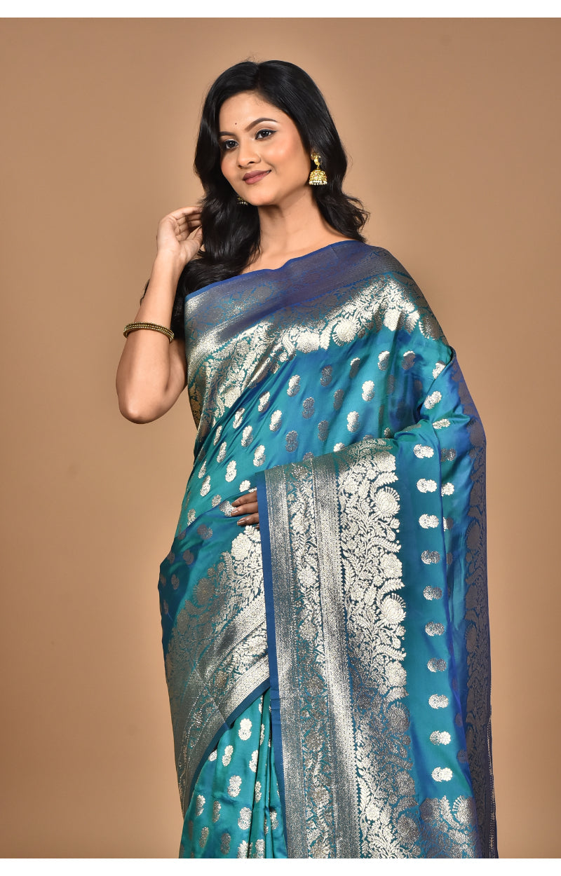 Morchari Heavy Kolhapuri Stone Work Saree-Navy Blue