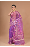 Morchari Semi Orzanga Jamdani Silk Saree-Purple