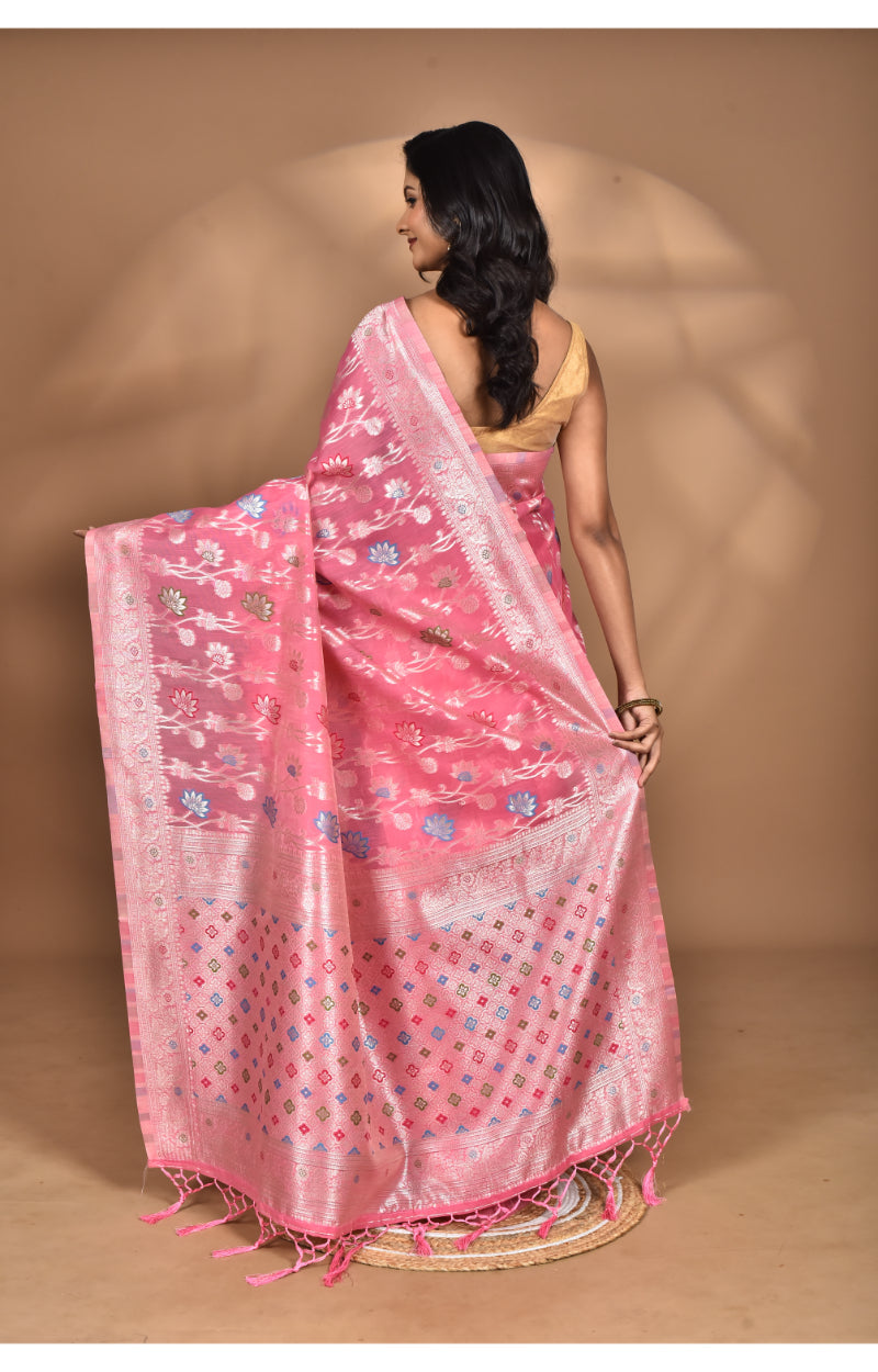 Morchari Women Desgin Chanderi Silk Saree-Pink