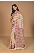 Morchari Pure Cotton Dhakai Jamdani Handloom Saree-Beige