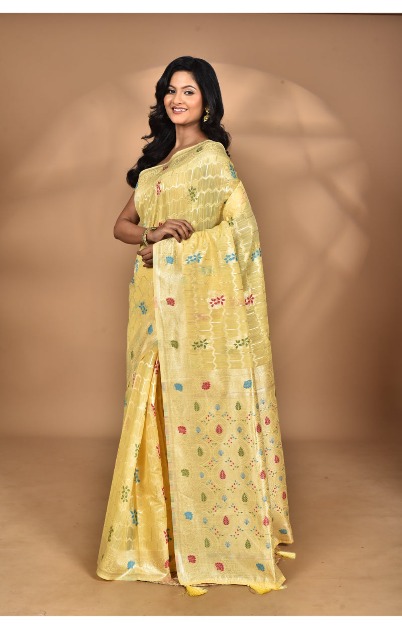 Morchari Women Desgin Chanderi Silk Saree-Yellow