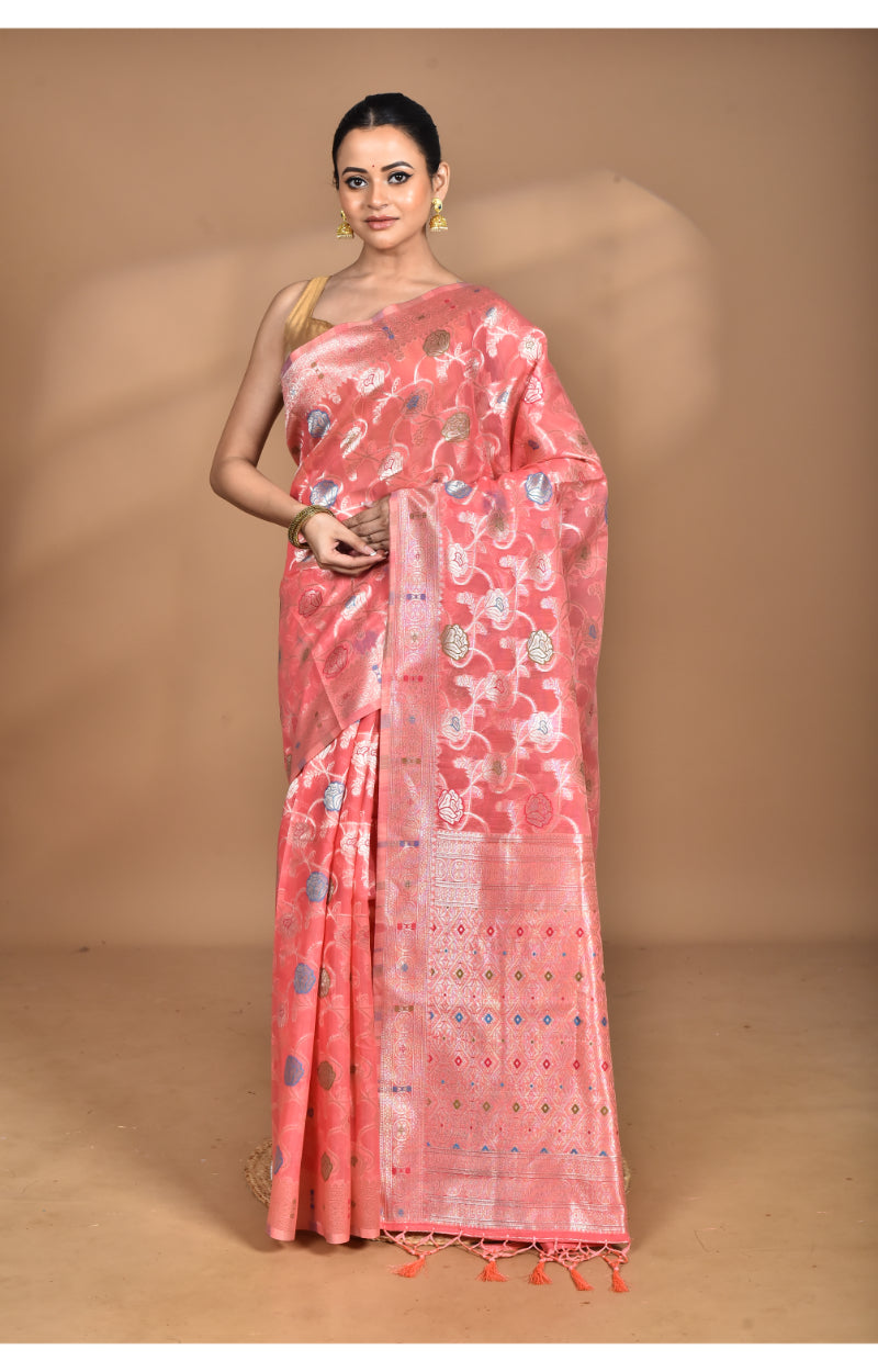 Morchari Women Desgin Chanderi Silk Saree-Peach