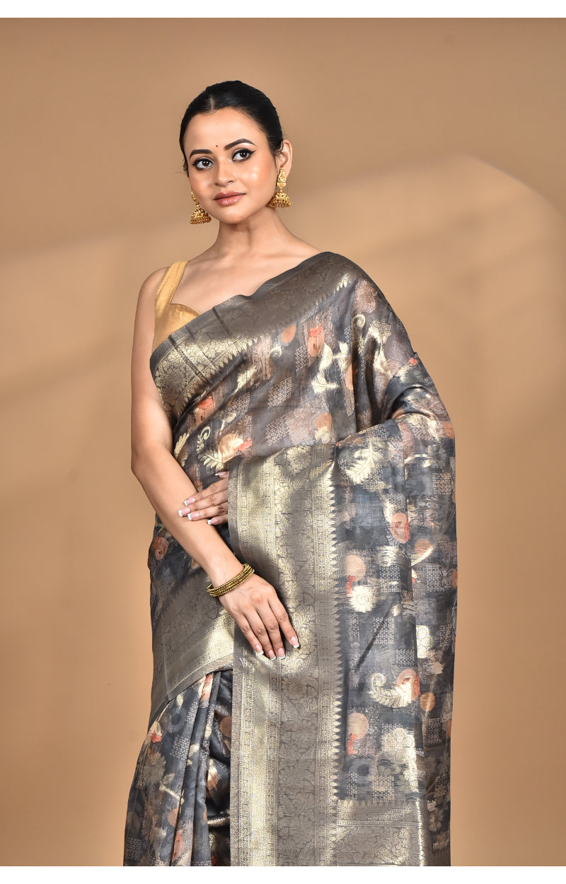 Morchari Women Desgin Linen Silk Saree-Multi