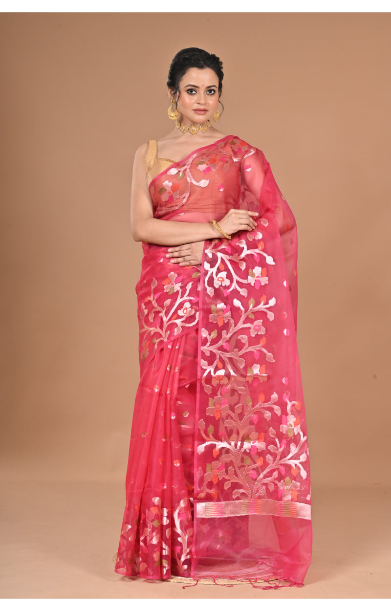 Morchari Semi Orzanga Jamdani Silk Saree-Redise