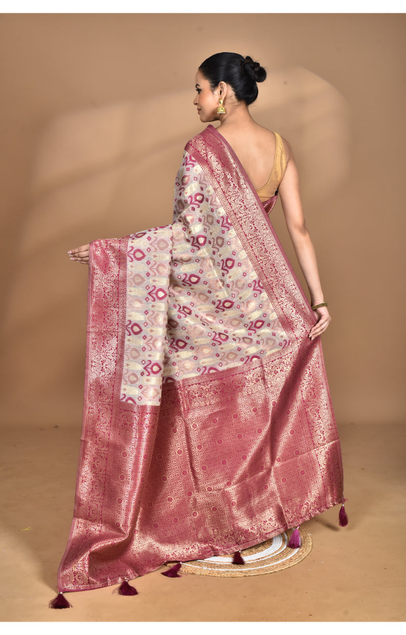 Morchari Women Desgin Chanderi Silk Saree-Cream