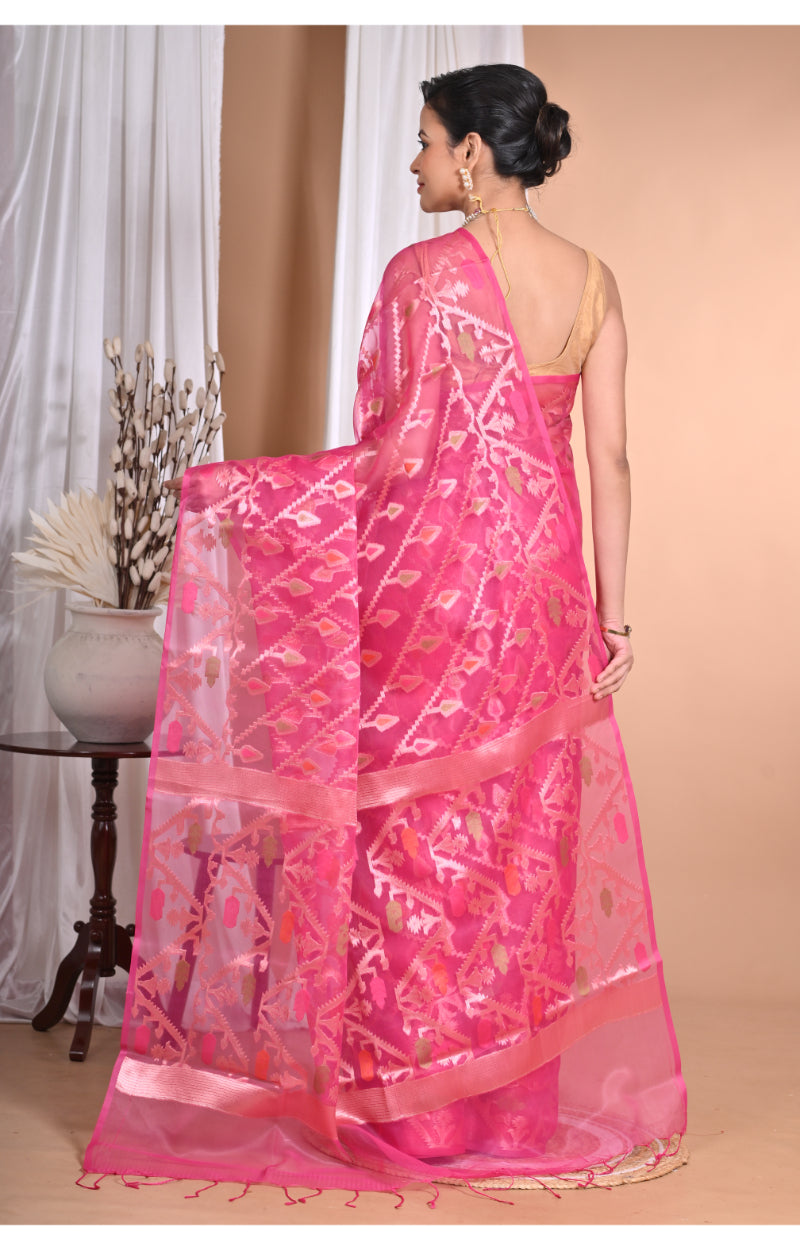 Morchari Heavy Jamdani Silk Orzanga Saree-Rani