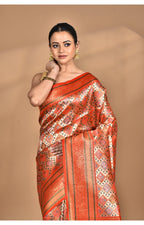 Morchari Rajputana Kanjiviram Silk Saree-Orange