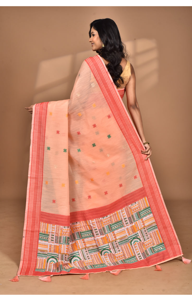 Morchari Women Desgin Chanderi Silk Saree-Peach