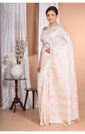 Morchari Pure Tussar Silk Handloom Saree-Cream
