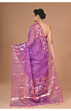 Morchari Semi Orzanga Jamdani Silk Saree-Purple