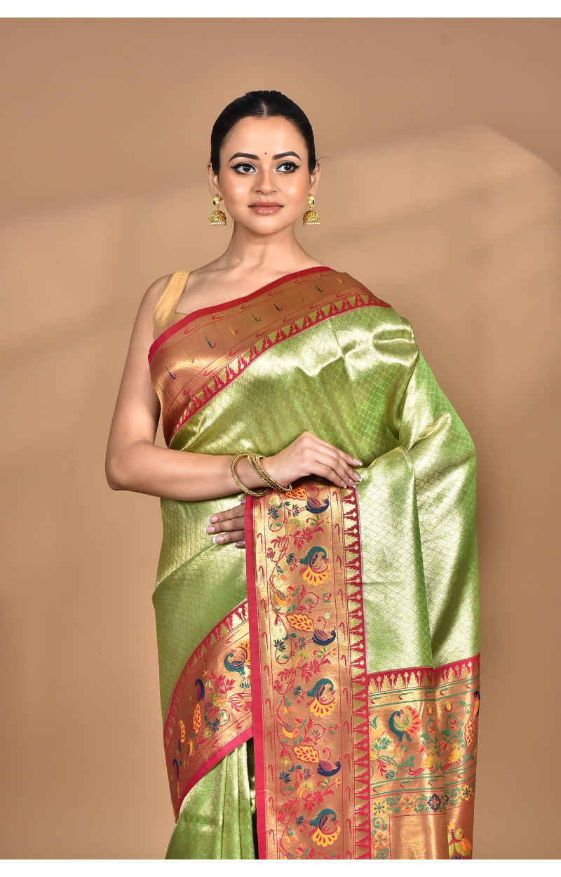 Morchari Women Desgin Banarasi Silk Saree-Green
