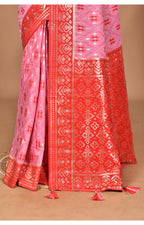 Morchari Women Desgin Kashmiri Silk Linen Saree-Pink