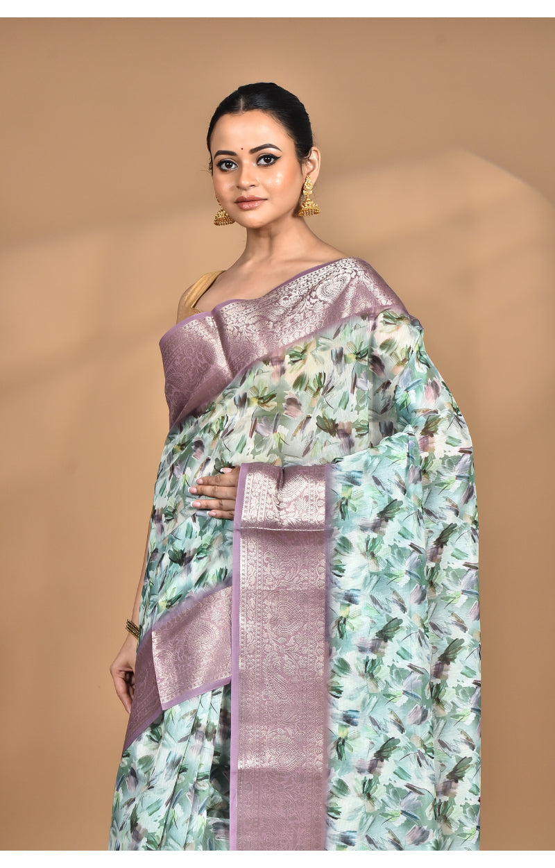 Morchari Chanderi Digital Print Saree-Multi