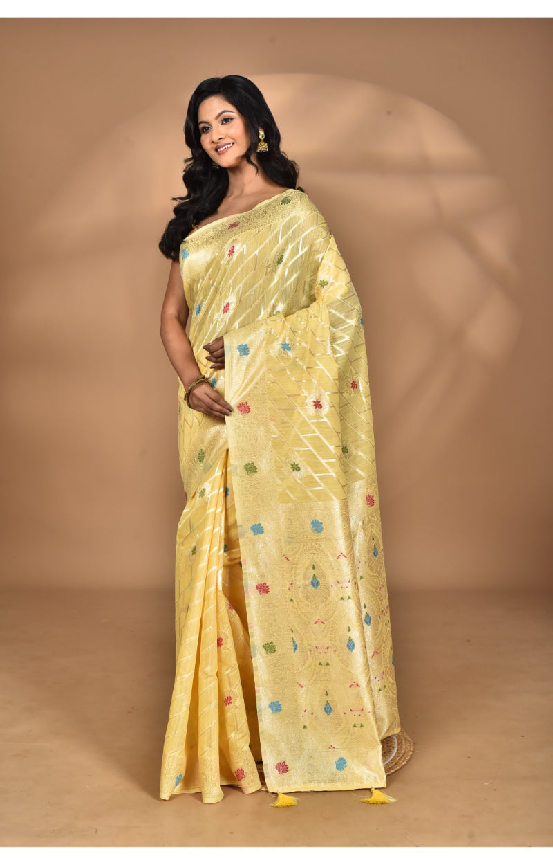 Morchari Women Desgin Chanderi Silk Saree-Yellow