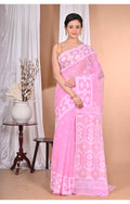 Morchari Pure Cotton Dhakai Jamdani Handloom Saree-Pink
