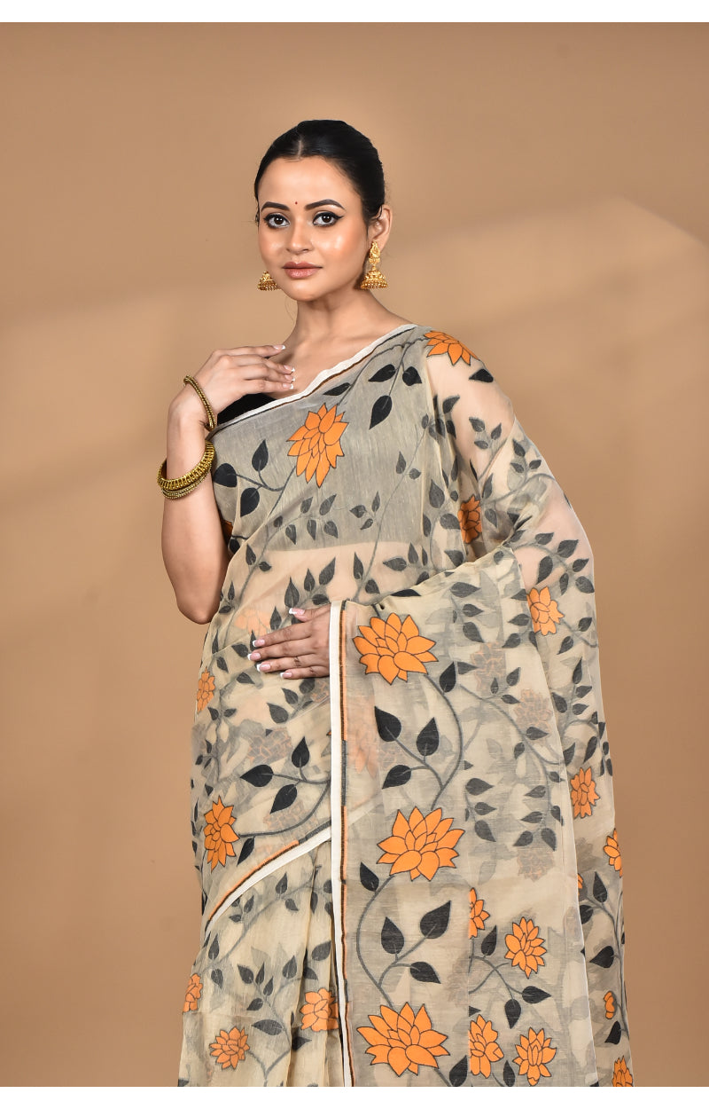 Morchari Pure Cotton Dhakai Jamdani Handloom Saree-Multi