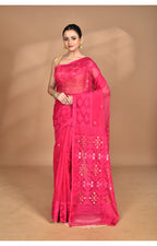 Morchari Pure Cotton Dhakai Jamdani Handloom Saree-Pink