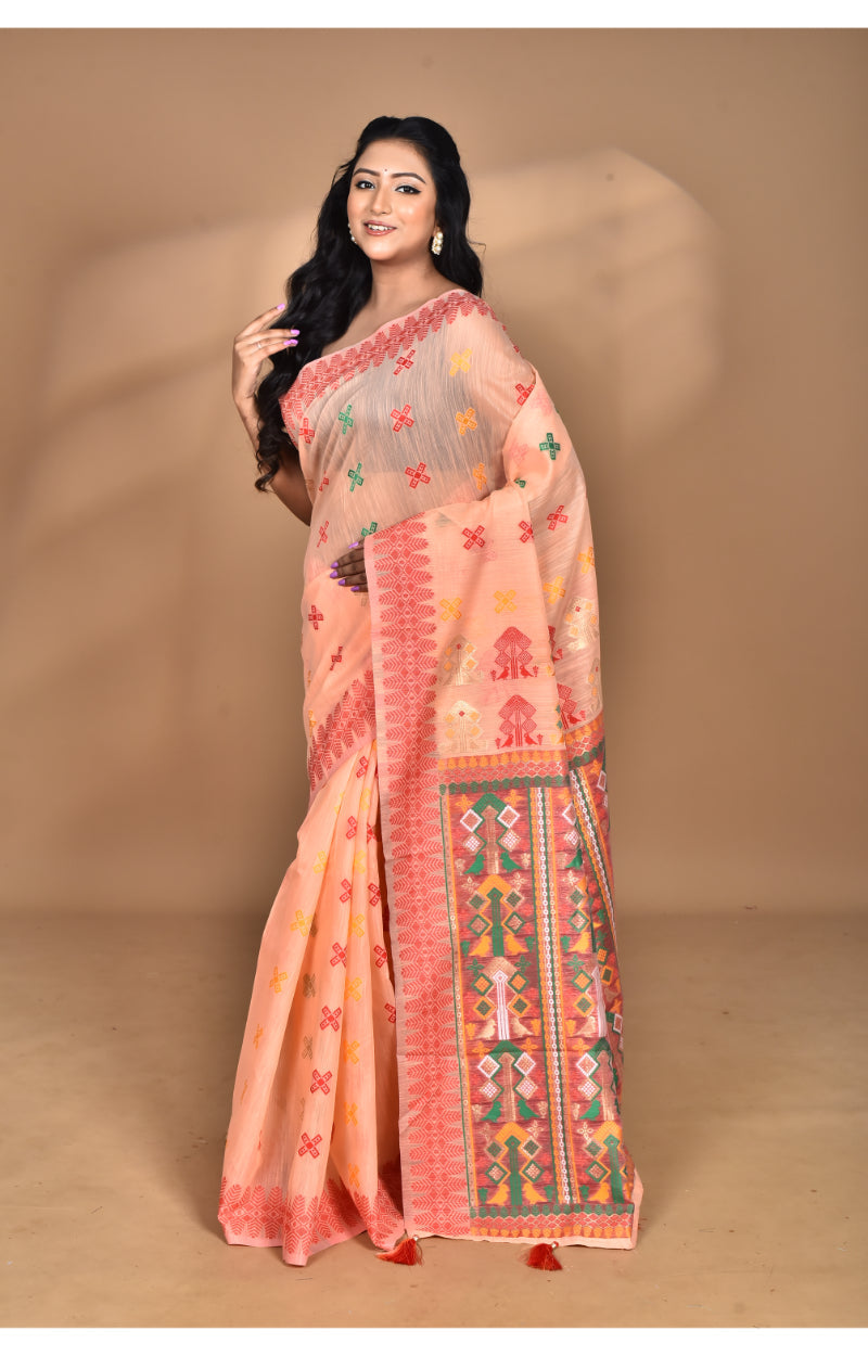 Morchari Women Desgin Chanderi Silk Saree-Peach
