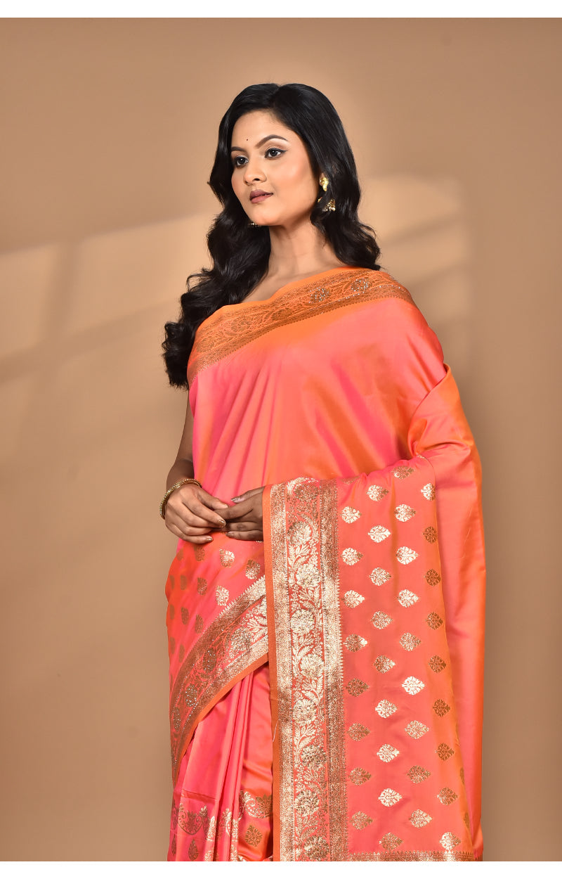 Morchari Heavy Kolhapuri Stone Work Saree-Peach