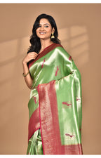 Morchari Women Desgin Banarasi Silk Saree-Green