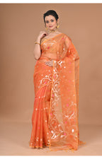 Morchari Heavy Jamdani Silk Orzanga Saree-Orange