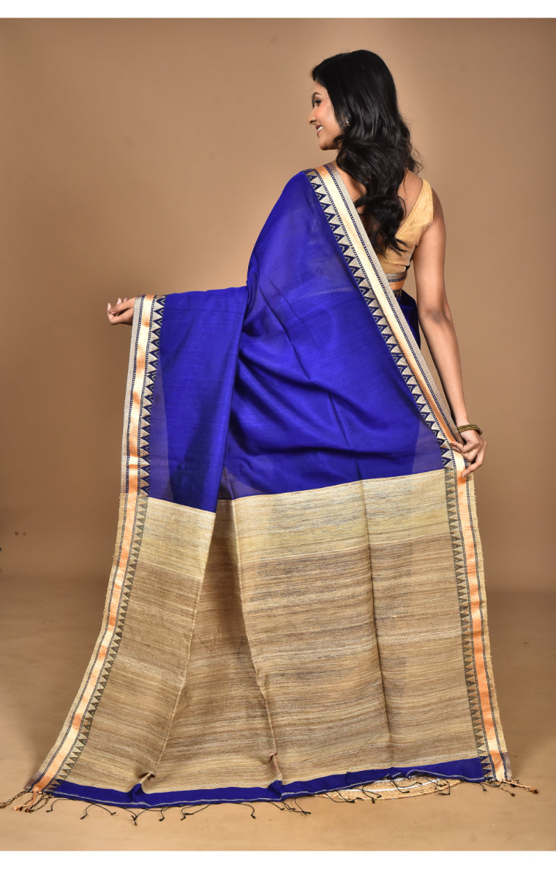 Morchari Pure Cotton Dhakai Jamdani Handloom Saree-Blue