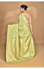 Morchari Banarasi Silk Chanderi Saree-Green