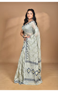 Morchari Pure Cotton Dhakai Jamdani Handloom Saree-Grey