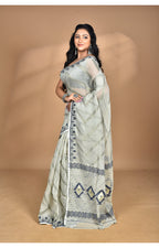 Morchari Pure Cotton Dhakai Jamdani Handloom Saree-Grey