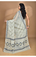 Morchari Pure Cotton Dhakai Jamdani Handloom Saree-Grey