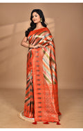 Morchari Ethnic Motifs Silk Blend Dharmavaram Saree-Orange