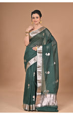 Morchari Heavy Chanderi Silk Saree-Green