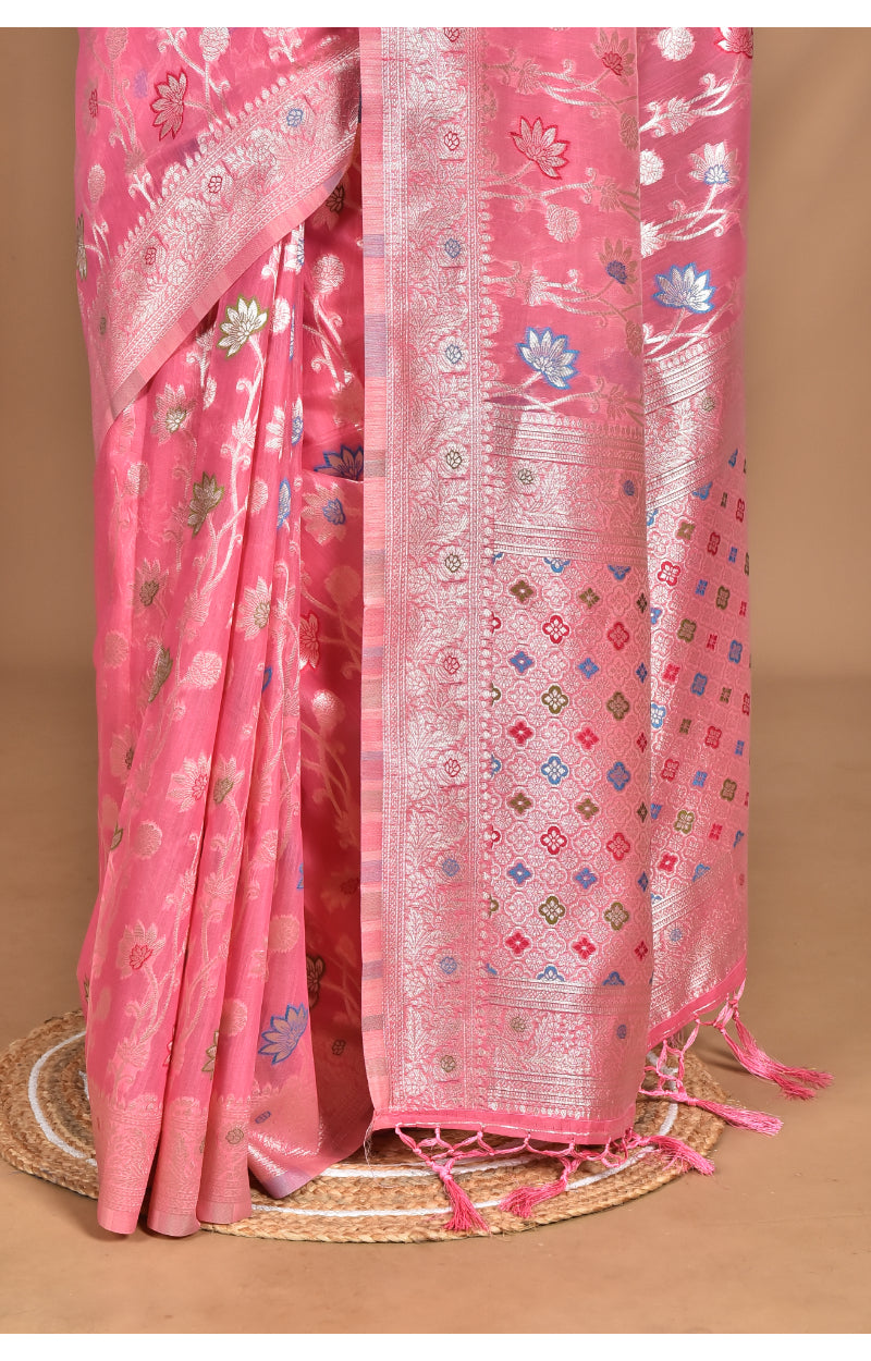 Morchari Women Desgin Chanderi Silk Saree-Pink