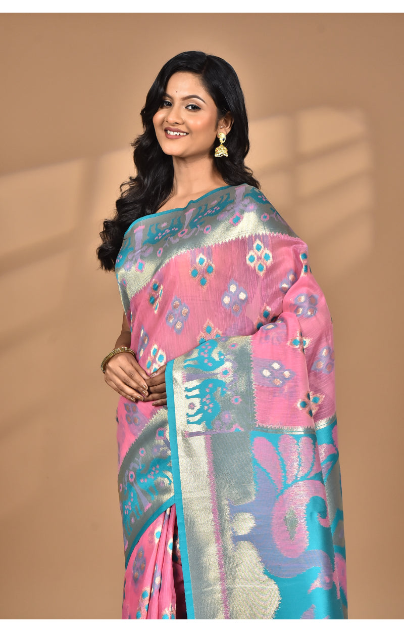 Morchari Women Desgin Two Dai Linen Saree-Multi