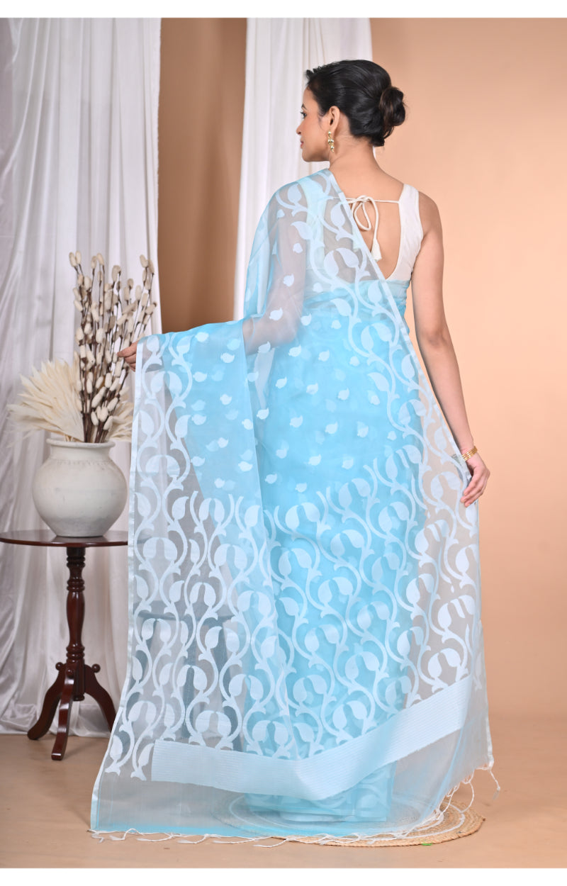 Morchari Heavy Jamdani Saree-Blue